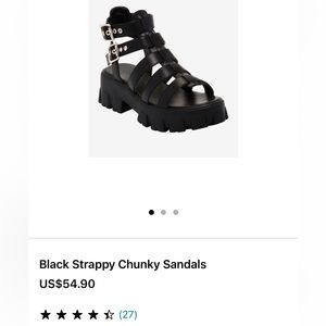 Hot Topic Black Strappy Chunky Sandals
